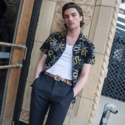 Snake Dance Blues – Black And Grey Snake Motif Print Shirt (Size XS, S, M, L, XL, 2XL, 3XL) -Straight To Hell snake dance grey