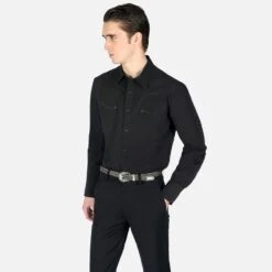 Stay Free – Black Western Shirt (Size M) -Straight To Hell sta fre blk w 3