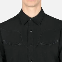 Stay Free – Black Western Shirt (Size M) -Straight To Hell sta fre blk w 5