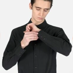 Stay Free – Black Western Shirt (Size M) -Straight To Hell sta fre blk w 6