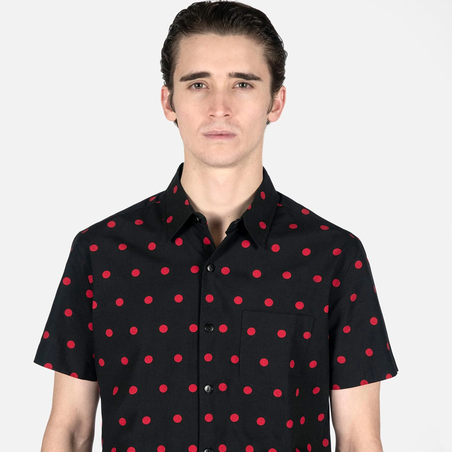 Stepping Stone – Black And Red Polka Dot Shirt (Size XS, S, M, 4XL) 4 Stepping Stone – Black And Red Polka Dot Shirt (Size XS, S, M, 4XL) - Image 4