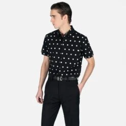 Stepping Stone – Black And White Polka Dot Shirt (Size XS, S, M) -Straight To Hell ste sto blk wht men w 4