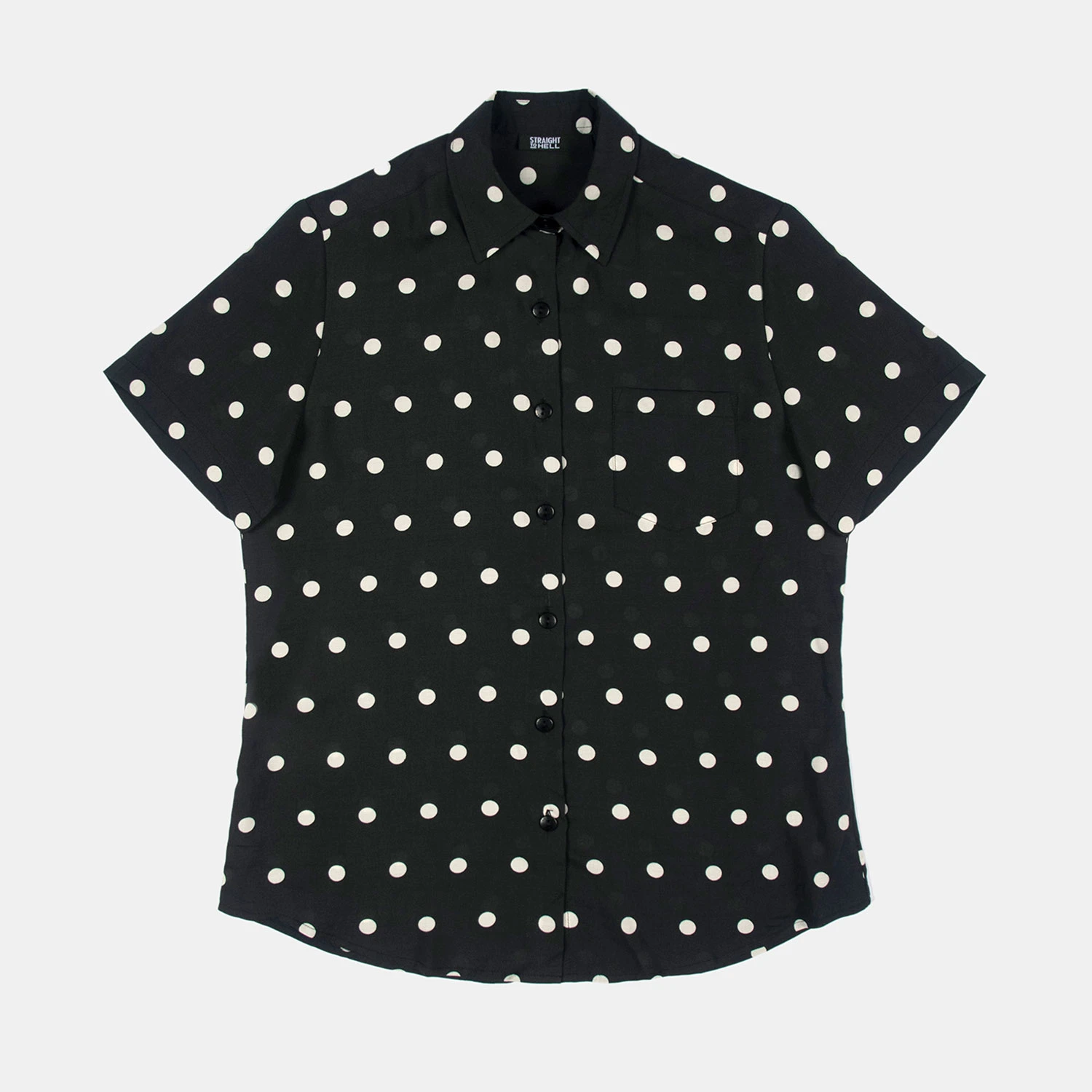 Stepping Stone – Black And White Polka Dot Shirt (Size XS, M, L, XL, 2XL) 1 Stepping Stone – Black And White Polka Dot Shirt (Size XS, M, L, XL, 2XL)