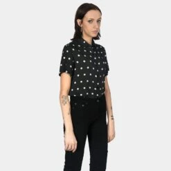 Stepping Stone – Black And White Polka Dot Shirt (Size XS, M, L, XL, 2XL) 11 Stepping Stone – Black And White Polka Dot Shirt (Size XS, M, L, XL, 2XL) -Straight To Hell ste sto blk wht wom w 2