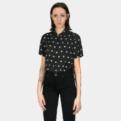 Stepping Stone – Black And White Polka Dot Shirt (Size XS, M, L, XL, 2XL) 10 Stepping Stone – Black And White Polka Dot Shirt (Size XS, M, L, XL, 2XL) -Straight To Hell ste sto blk wht wom w 3