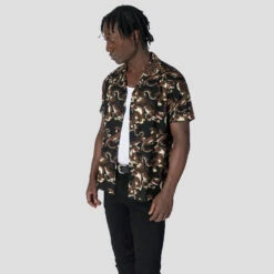 Tame My Tiger – Tiger Motif Print Shirt -Straight To Hell tam my tig blk bro men w 2