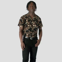 Tame My Tiger – Tiger Motif Print Shirt -Straight To Hell tam my tig blk bro men w 5