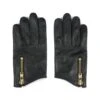Throttle – Black And Gold Leather Zip Gloves