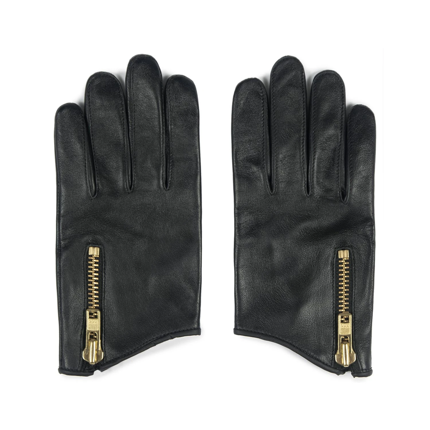 Throttle – Black And Gold Leather Zip Gloves 1 Throttle – Black And Gold Leather Zip Gloves