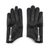 Throttle – Black And Nickel Leather Zip Gloves