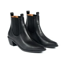 Vegan Addison – Black Faux Leather Chelsea Boots (Size 8, 9) -Straight To Hell veg add blk wom w 3