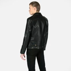 Vegan Commando – Black And Brass Faux Leather Jacket -Straight To Hell veg com blk bra sthvl men w 27