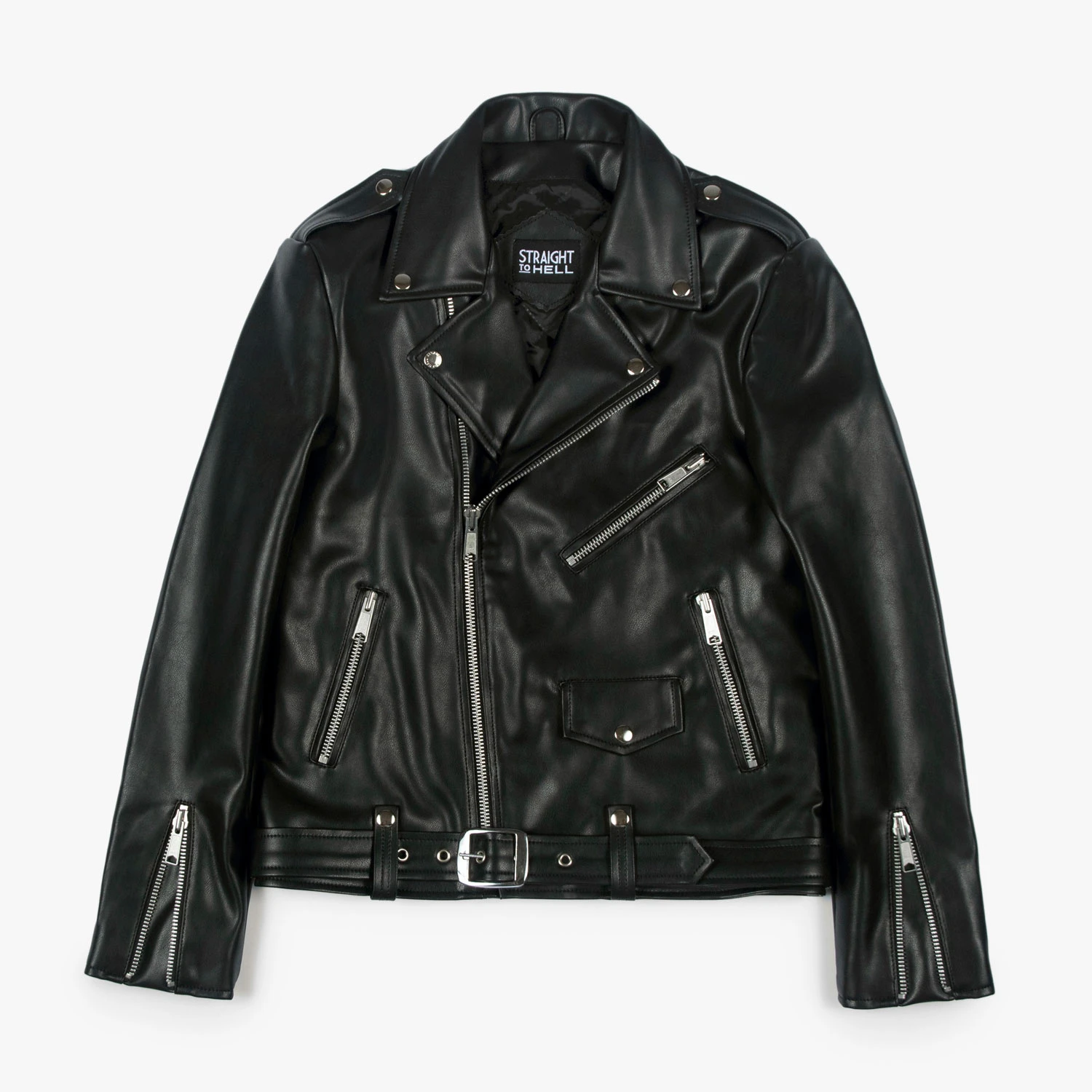 Vegan Commando – Black And Nickel – Black Lining – Faux Leather Jacket 1 Vegan Commando – Black And Nickel – Black Lining – Faux Leather Jacket