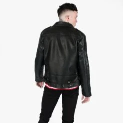 Vegan Commando – Black And Nickel Faux Leather Jacket -Straight To Hell veg com blk nic men sthvl w 4