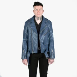 Vegan Commando – Blue And Nickel – Faux Leather Jacket (Size 34, 36, 38S, 38, 40, 42) 12 Vegan Commando – Blue And Nickel – Faux Leather Jacket (Size 34, 36, 38S, 38, 40, 42) -Straight To Hell veg com blu nic sthvl men w 1
