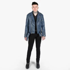 Vegan Commando – Blue And Nickel – Faux Leather Jacket (Size 34, 36, 38S, 38, 40, 42) 14 Vegan Commando – Blue And Nickel – Faux Leather Jacket (Size 34, 36, 38S, 38, 40, 42) -Straight To Hell veg com blu nic sthvl men w 2