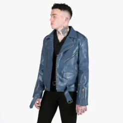 Vegan Commando – Blue And Nickel – Faux Leather Jacket (Size 34, 36, 38S, 38, 40, 42) 18 Vegan Commando – Blue And Nickel – Faux Leather Jacket (Size 34, 36, 38S, 38, 40, 42) -Straight To Hell veg com blu nic sthvl men w 5