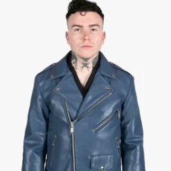 Vegan Commando – Blue And Nickel – Faux Leather Jacket (Size 34, 36, 38S, 38, 40, 42) 15 Vegan Commando – Blue And Nickel – Faux Leather Jacket (Size 34, 36, 38S, 38, 40, 42) -Straight To Hell veg com blu nic sthvl men w 8