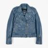 Vegan Commando – Blue And Nickel Faux Leather Jacket (Size S, M, L, XL, 2XL, 3XL, 4XL, 5XL)