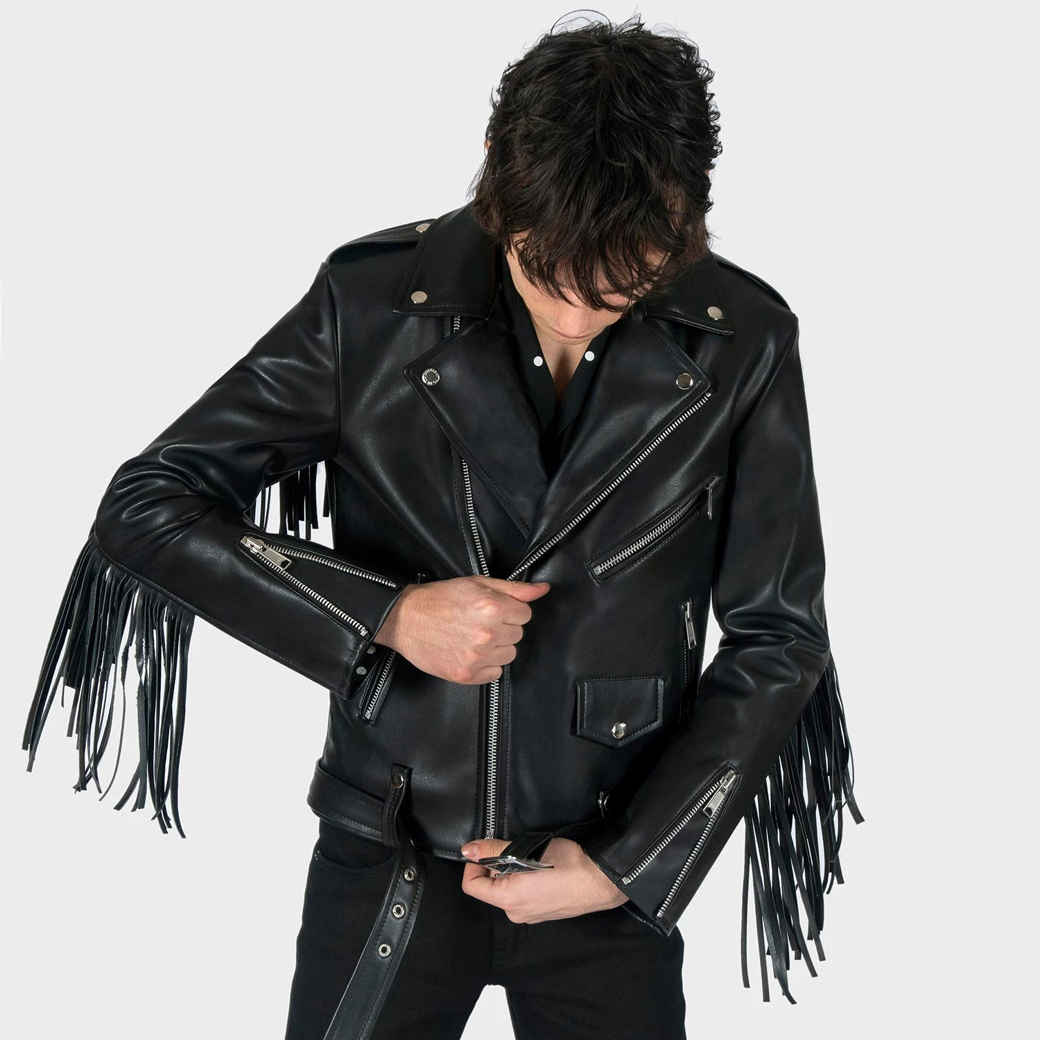 Vegan Commando Fringe – Faux Leather Jacket With Fringe (Size 34S, 34, 36S, 36, 38S, 38, 40, 42, 46, 50, 52) 5 Vegan Commando Fringe – Faux Leather Jacket With Fringe (Size 34S, 34, 36S, 36, 38S, 38, 40, 42, 46, 50, 52) - Image 5