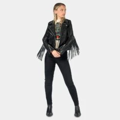 Vegan Commando Fringe – Faux Leather Jacket With Fringe 13 Vegan Commando Fringe – Faux Leather Jacket With Fringe -Straight To Hell veg com fri wom w 3