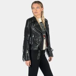 Vegan Commando Fringe – Faux Leather Jacket With Fringe 12 Vegan Commando Fringe – Faux Leather Jacket With Fringe -Straight To Hell veg com fri wom w 4