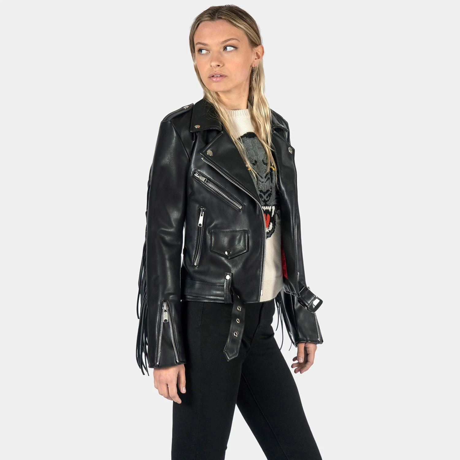 Vegan Commando Fringe – Faux Leather Jacket With Fringe 3 Vegan Commando Fringe – Faux Leather Jacket With Fringe - Image 3