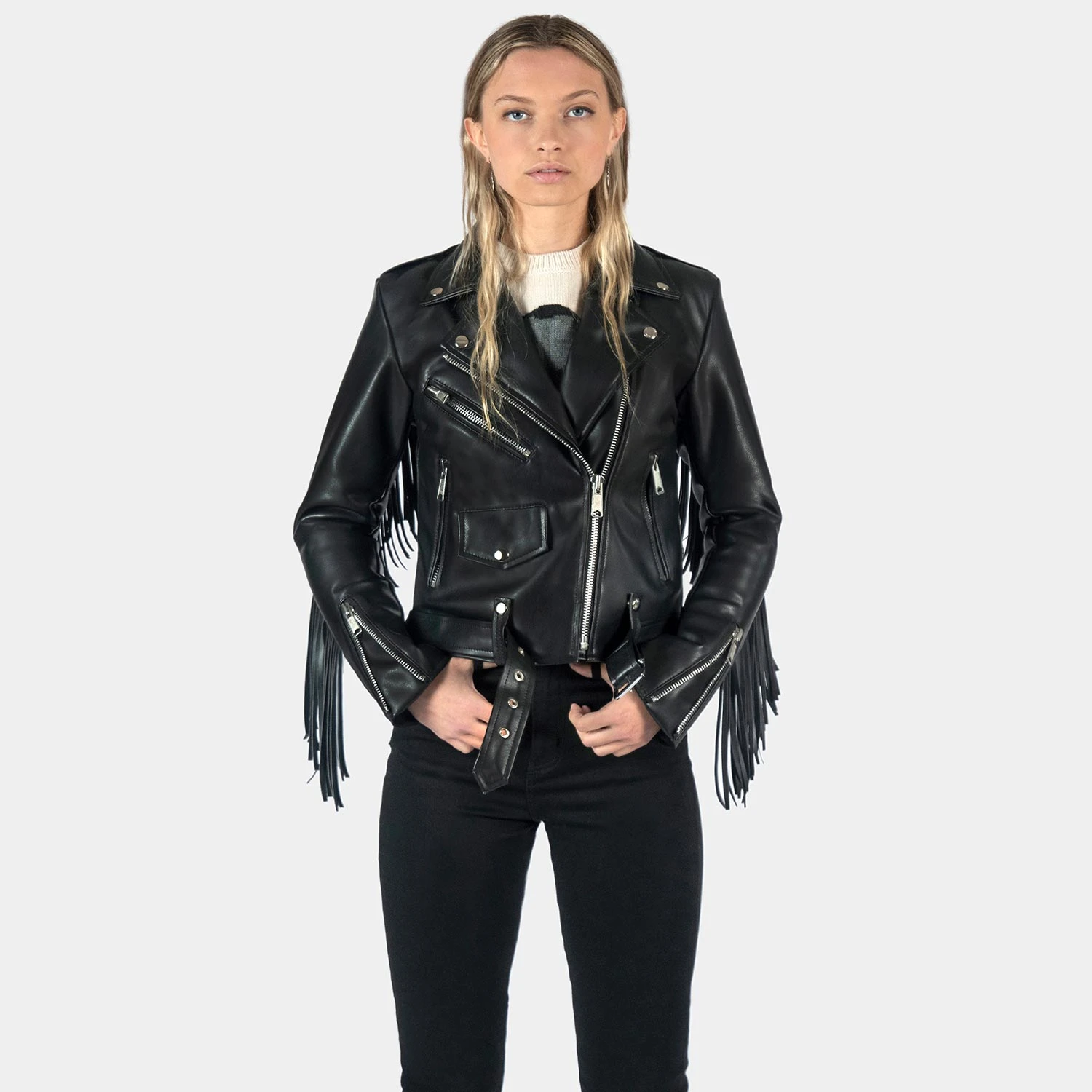 Vegan Commando Fringe – Faux Leather Jacket With Fringe 5 Vegan Commando Fringe – Faux Leather Jacket With Fringe - Image 5