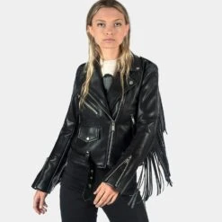 Vegan Commando Fringe – Faux Leather Jacket With Fringe 15 Vegan Commando Fringe – Faux Leather Jacket With Fringe -Straight To Hell veg com fri wom w 6