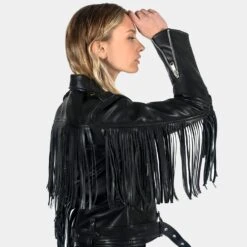 Vegan Commando Fringe – Faux Leather Jacket With Fringe 17 Vegan Commando Fringe – Faux Leather Jacket With Fringe -Straight To Hell veg com fri wom w 7