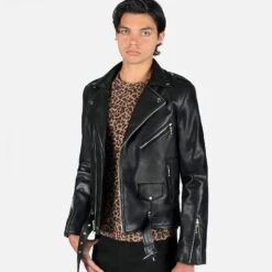 Vegan Commando Long – For Tall Men – Black And Nickel Faux Leather Jacket -Straight To Hell veg com lon blk nic sthvl w 15