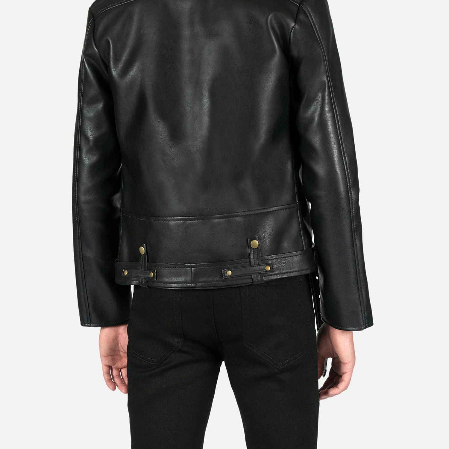 Vegan Commando Long – For Tall Men – Black And Brass Faux Leather Jacket 8 Vegan Commando Long – For Tall Men – Black And Brass Faux Leather Jacket - Image 8