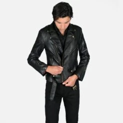 Vegan Commando Long – For Tall Men – Black And Brass Faux Leather Jacket 12 Vegan Commando Long – For Tall Men – Black And Brass Faux Leather Jacket -Straight To Hell veg com lon blk nic sthvl w 6