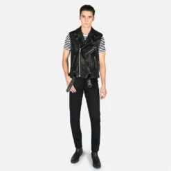 Vegan Commando Vest – Faux Leather Vest -Straight To Hell veg com ves w 20