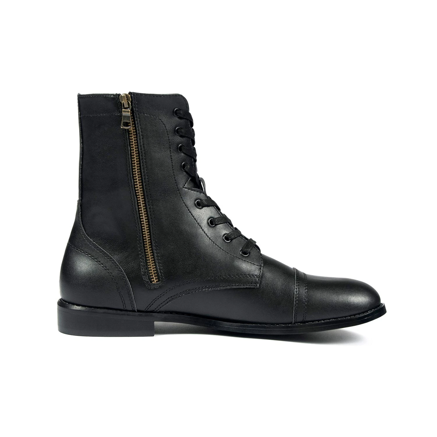 Vegan Division – Black And Brass Faux Leather Combat Boots (Size 7, 7.5, 8, 8.5, 9, 9.5, 10, 10.5, 11, 12, 14) 1 Vegan Division – Black And Brass Faux Leather Combat Boots (Size 7, 7.5, 8, 8.5, 9, 9.5, 10, 10.5, 11, 12, 14)