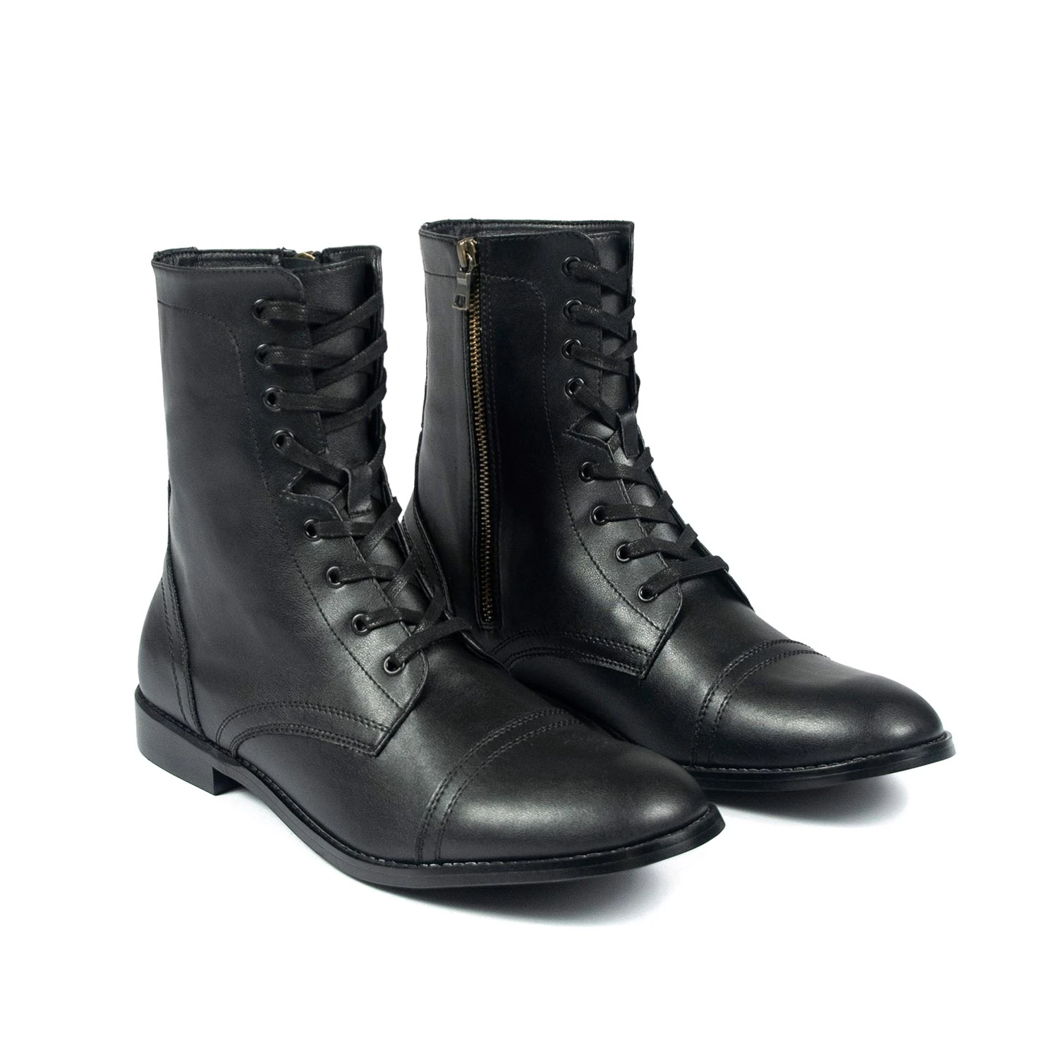Vegan Division – Black And Brass Faux Leather Combat Boots (Size 7, 7.5, 8, 8.5, 9, 9.5, 10, 10.5, 11, 12, 14) 3 Vegan Division – Black And Brass Faux Leather Combat Boots (Size 7, 7.5, 8, 8.5, 9, 9.5, 10, 10.5, 11, 12, 14) - Image 3