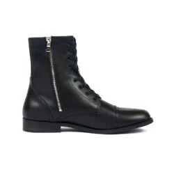 Vegan Division – Black And Nickel Faux Leather Combat Boots (Size 7, 7.5, 8, 8.5, 9, 9.5, 10, 10.5, 11, 12, 13, 14)