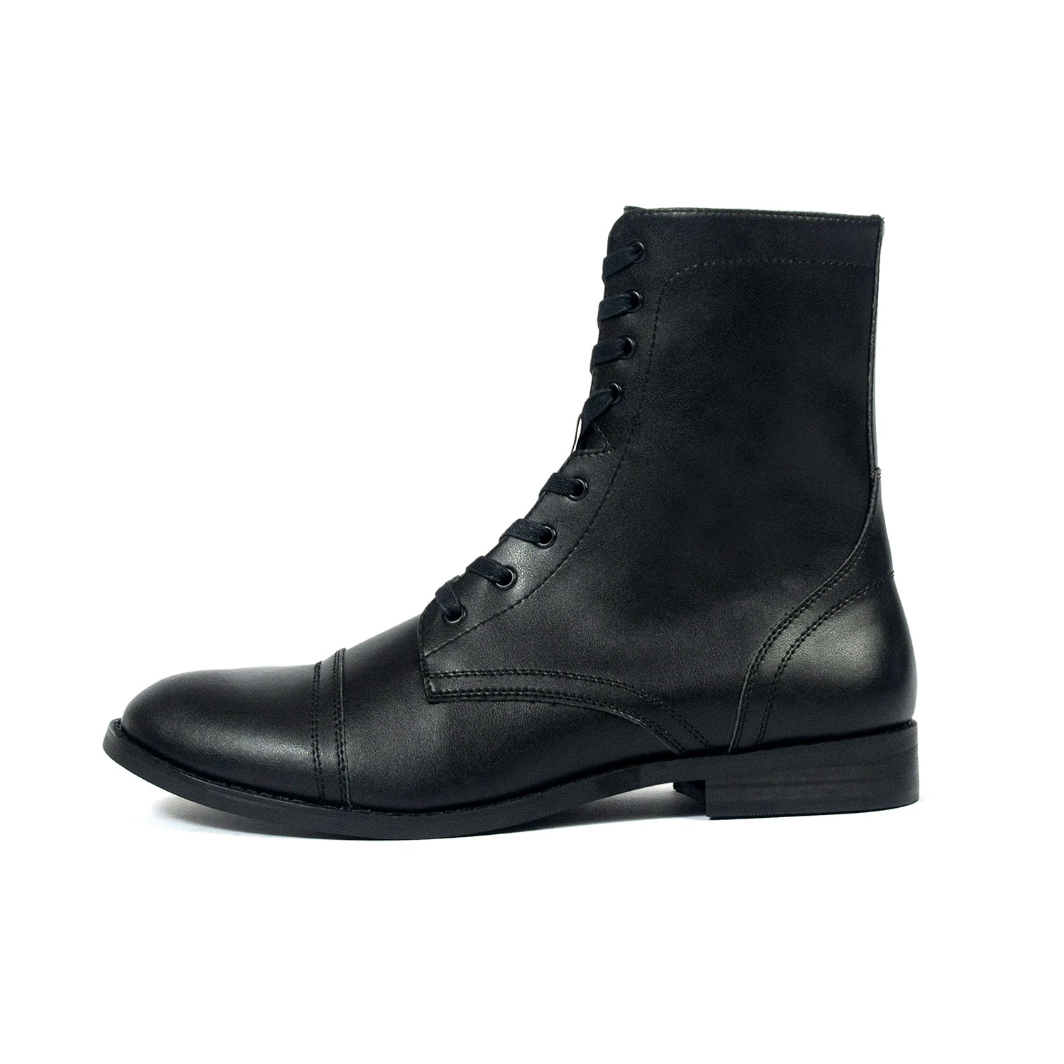 Vegan Division – Black And Nickel Faux Leather Combat Boots (Size 7, 7.5, 8, 8.5, 9, 9.5, 10, 10.5, 11, 12, 13, 14) 2 Vegan Division – Black And Nickel Faux Leather Combat Boots (Size 7, 7.5, 8, 8.5, 9, 9.5, 10, 10.5, 11, 12, 13, 14) - Image 2