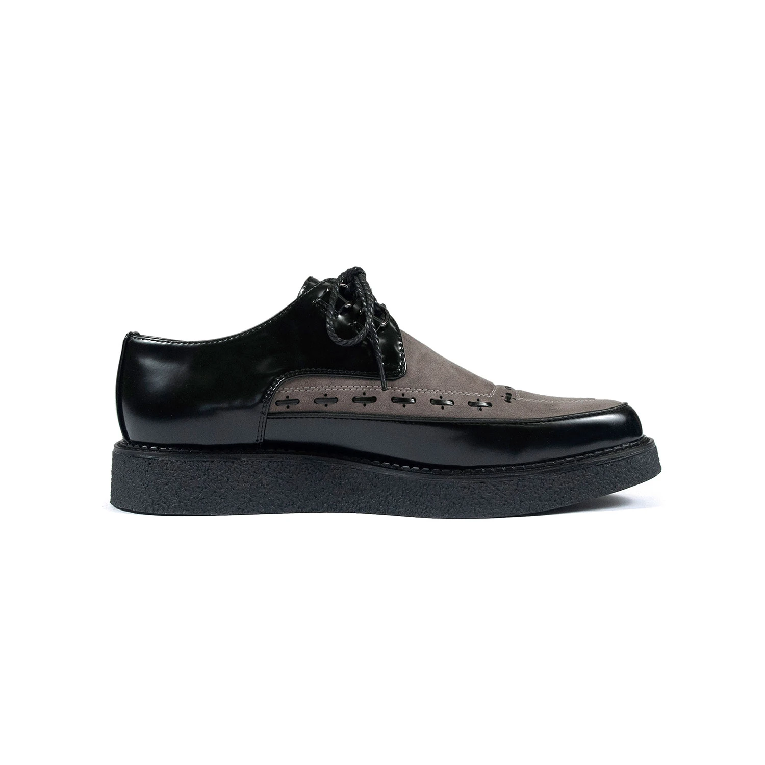 Vegan Hawkins – Black And Grey Faux Leather Creepers 2 Vegan Hawkins – Black And Grey Faux Leather Creepers - Image 2