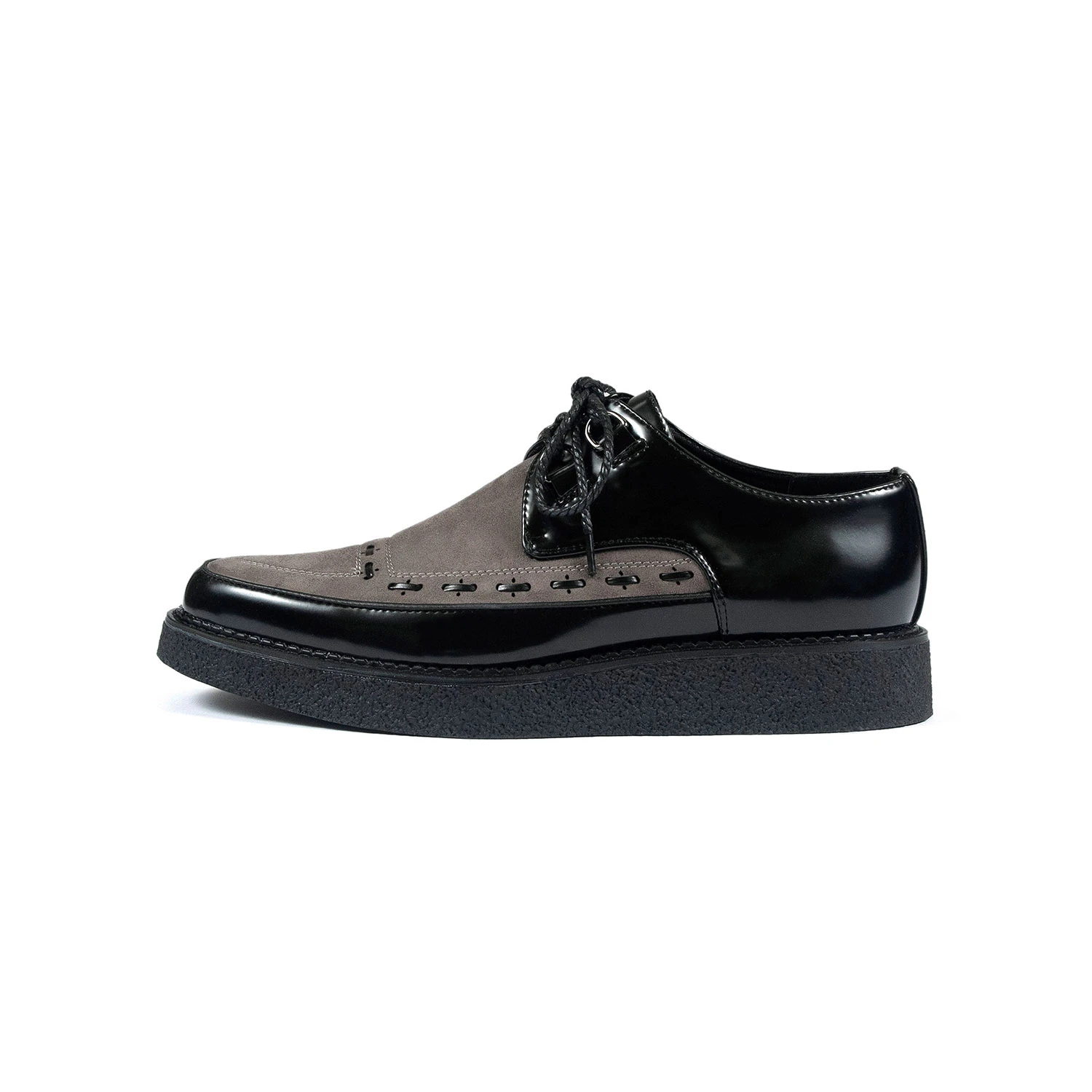 Vegan Hawkins – Black And Grey Faux Leather Creepers 3 Vegan Hawkins – Black And Grey Faux Leather Creepers - Image 3