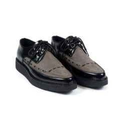 Vegan Hawkins – Black And Grey Faux Leather Creepers