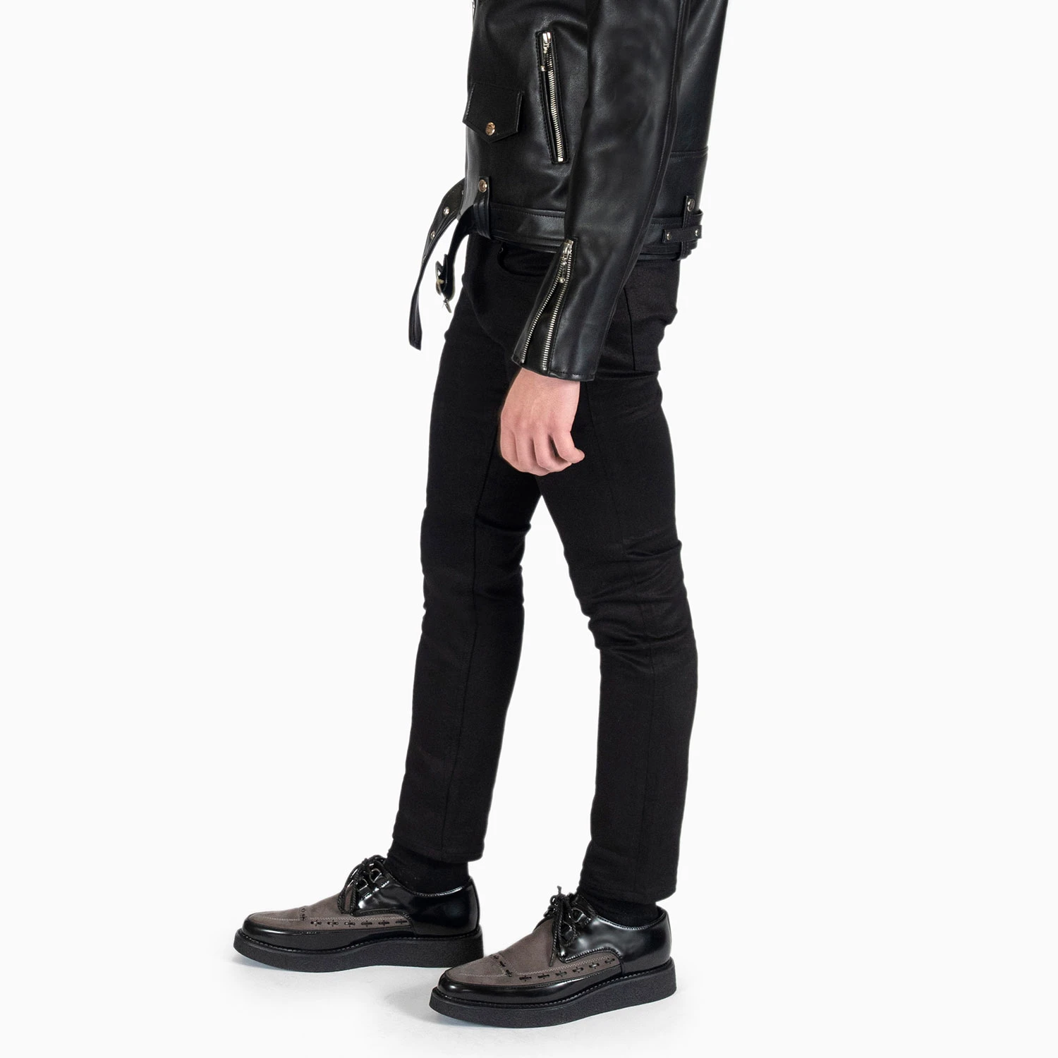 Vegan Hawkins – Black And Grey Faux Leather Creepers 5 Vegan Hawkins – Black And Grey Faux Leather Creepers - Image 5