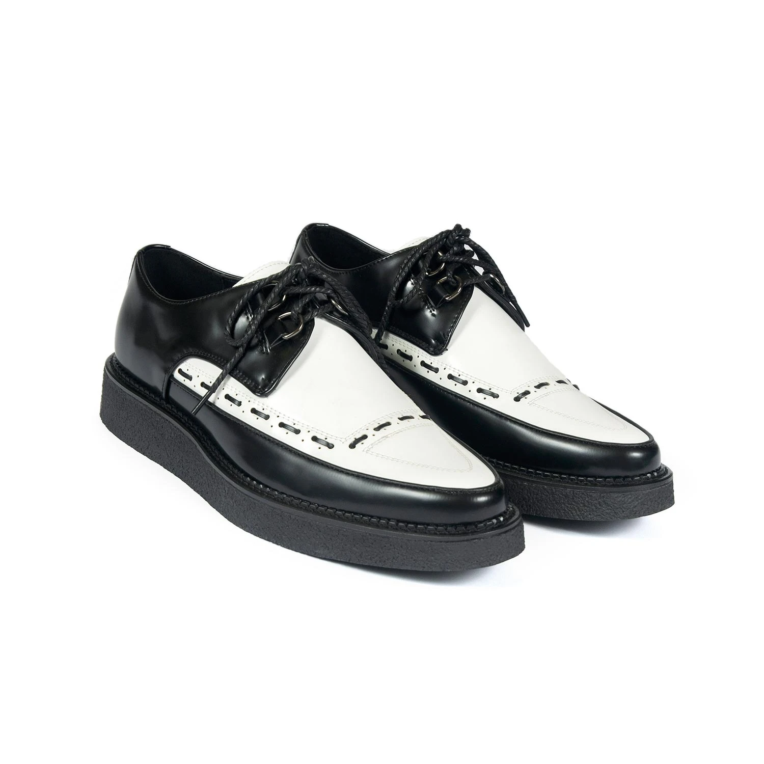 Vegan Hawkins – Black And White Faux Leather Creepers 1 Vegan Hawkins – Black And White Faux Leather Creepers