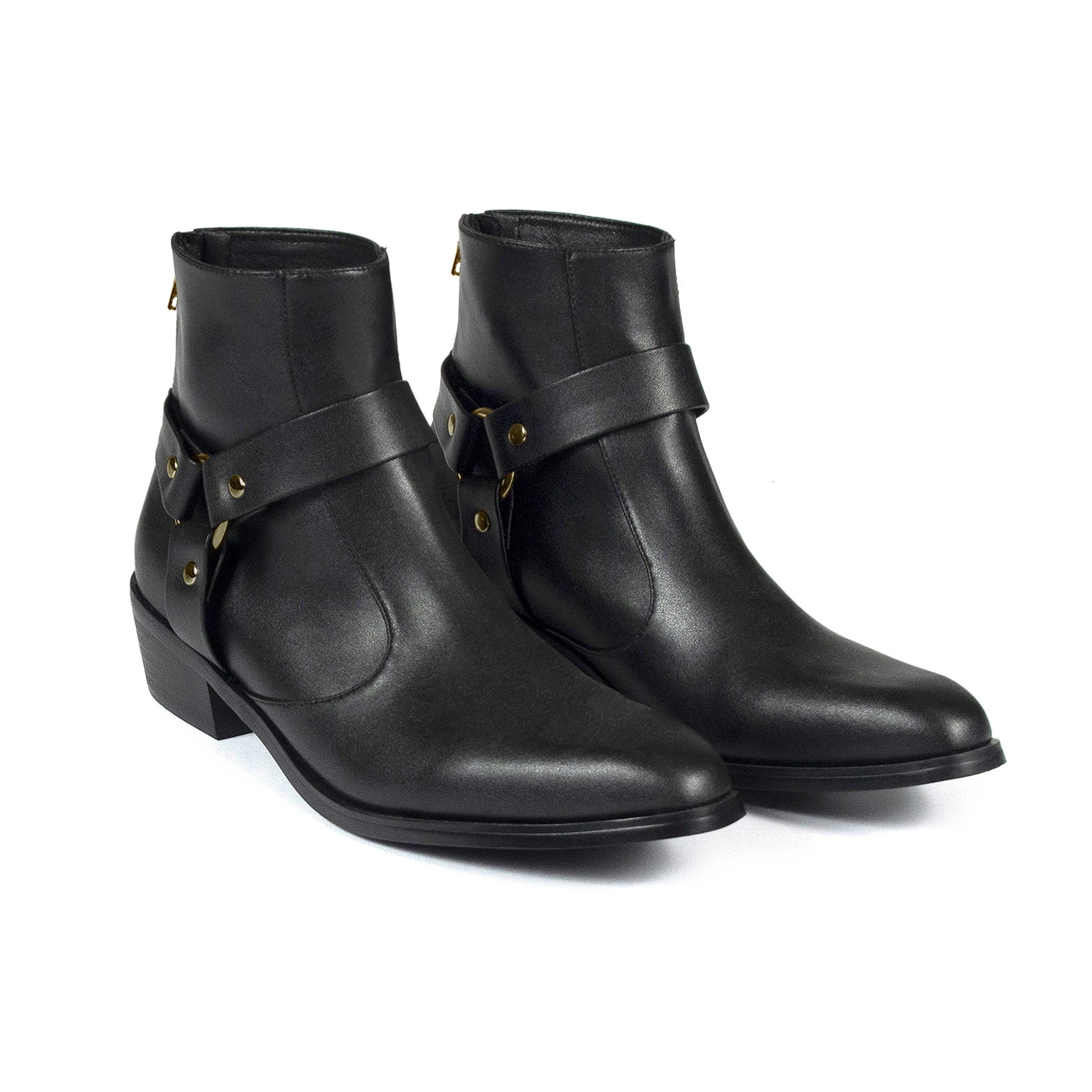 Vegan Libertine – Black And Brass Faux Leather Harness Boots (Size 7, 7.5, 8, 10.5, 11, 12, 13, 14) 3 Vegan Libertine – Black And Brass Faux Leather Harness Boots (Size 7, 7.5, 8, 10.5, 11, 12, 13, 14) - Image 3