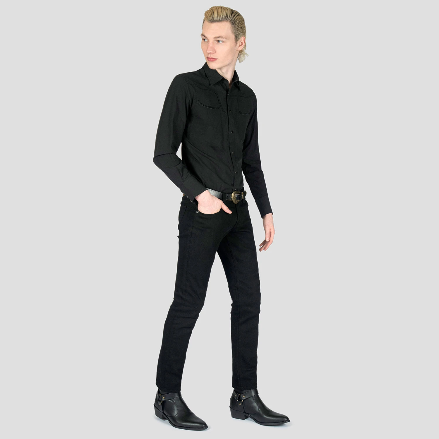 Vegan Libertine – Black And Brass Faux Leather Harness Boots (Size 7, 7.5, 8, 10.5, 11, 12, 13, 14) 6 Vegan Libertine – Black And Brass Faux Leather Harness Boots (Size 7, 7.5, 8, 10.5, 11, 12, 13, 14) - Image 6