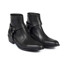 Vegan Libertine – Black And Nickel Faux Leather Harness Boots (Size 14) 8 Vegan Libertine – Black And Nickel Faux Leather Harness Boots (Size 14) -Straight To Hell veg lib blk men w 7