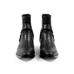 Vegan Libertine – Black Snakeskin Faux Leather Harness Boots (Size 7.5, 8) 9 Vegan Libertine – Black Snakeskin Faux Leather Harness Boots (Size 7.5, 8) -Straight To Hell veg lib blk sna w 4