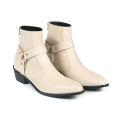 Vegan Libertine – Cream Faux Leather Harness Boots (Size 7, 7.5, 8, 9, 9.5, 10, 10.5, 12, 13, 14) 9 Vegan Libertine – Cream Faux Leather Harness Boots (Size 7, 7.5, 8, 9, 9.5, 10, 10.5, 12, 13, 14) -Straight To Hell veg lib crea men w 3
