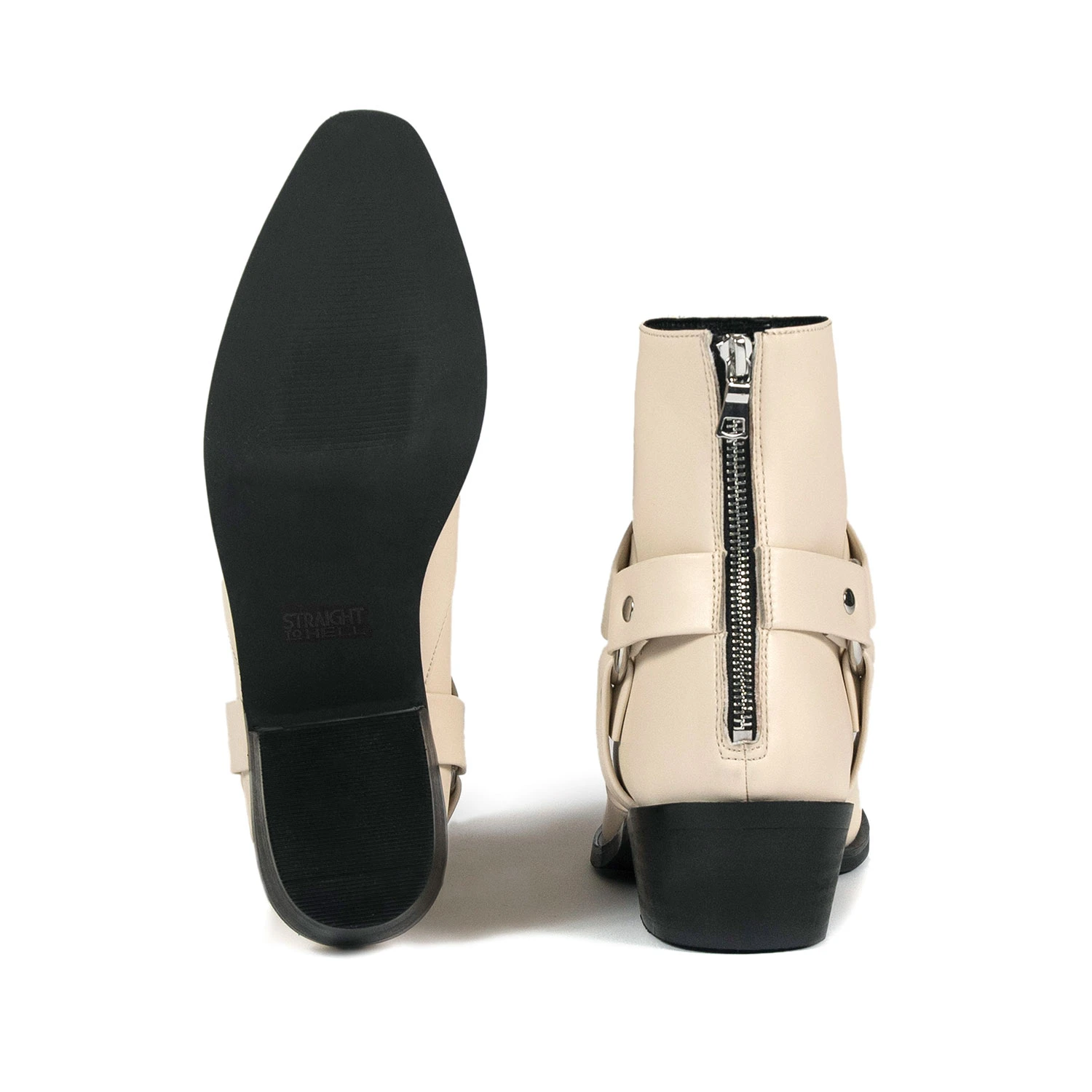 Vegan Libertine – Cream Faux Leather Harness Boots (Size 7, 7.5, 8, 9, 9.5, 10, 10.5, 12, 13, 14) 5 Vegan Libertine – Cream Faux Leather Harness Boots (Size 7, 7.5, 8, 9, 9.5, 10, 10.5, 12, 13, 14) - Image 5