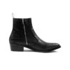 Vegan Richards – Black Snakeskin Faux Leather Zip Boots